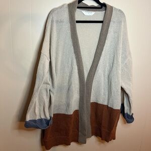 Belle Du Jour Plus Size Long Sleeve Neutral Color Block 3X Cardigan